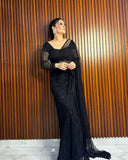 Beautiful Designer Ready To Wear Saree With Havy Net Febric And Sequnce Work