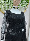 Beautiful Designer Ready To Wear Saree With Havy Net Febric And Sequnce Work