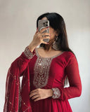 Latest Designer Faux Georgette Party Wear Gown And Dupatta Set