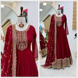 Latest Designer Faux Georgette Party Wear Gown And Dupatta Set