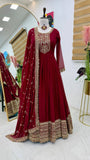 Latest Designer Faux Georgette Party Wear Gown And Dupatta Set