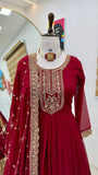 Latest Designer Faux Georgette Party Wear Gown And Dupatta Set