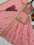 New Designer Party Wear Chinon Silk Top Lehenga And Dupatta Set