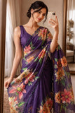 Premium soft linen silk with digital print and khatli work Beautiful Saree