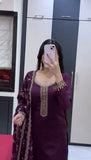 Designer Heavy Georgette Top Plazzo And Duptta Set With Embroidery And Diamond Work