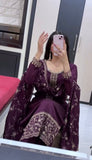 Designer Heavy Georgette Top Plazzo And Duptta Set With Embroidery And Diamond Work