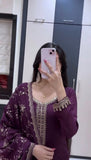 Designer Heavy Georgette Top Plazzo And Duptta Set With Embroidery And Diamond Work
