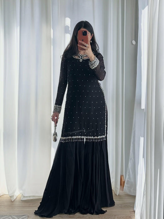New Designer Collection Heavy Faux Georgette Top-Bottom And Dupatta Set Fully Stitched Ready To Wear
