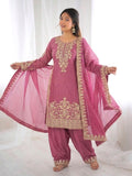 Designer GMY SILK With Heavy Embroidery Coding Sequence Work Top-Bottom And Dupatta Set