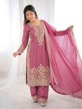 Designer GMY SILK With Heavy Embroidery Coding Sequence Work Top-Bottom And Dupatta Set