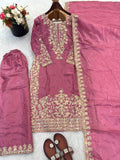Designer GMY SILK With Heavy Embroidery Coding Sequence Work Top-Bottom And Dupatta Set