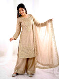 Designer GMY SILK With Heavy Embroidery Coding Sequence Work Top-Bottom And Dupatta Set