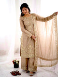 Designer GMY SILK With Heavy Embroidery Coding Sequence Work Top-Bottom And Dupatta Set
