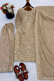 Designer GMY SILK With Heavy Embroidery Coding Sequence Work Top-Bottom And Dupatta Set