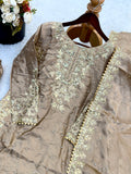 Designer GMY SILK With Heavy Embroidery Coding Sequence Work Top-Bottom And Dupatta Set