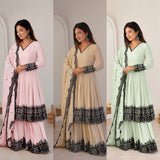 Premium Faux Georgette with Soft Micro Inner Lining & Embroidery Thread Detailing Work Salwar Kameez