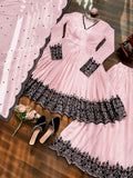 Premium Faux Georgette with Soft Micro Inner Lining & Embroidery Thread Detailing Work Salwar Kameez