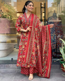 A LINE PRINTED PREMIUM COTTON BLEND SUIT