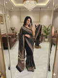 Premium Chinon Silk Beautiful Latest Real Mirror Work Saree