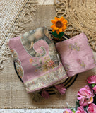 Pure Soft linen coton silk with digital print and Khatli kut dana work with stone attached Saree