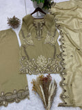 DESIGNER EMBROIDERED WITH CUT WORKED TOP PLAZZO SUIT WITH DUPATTA