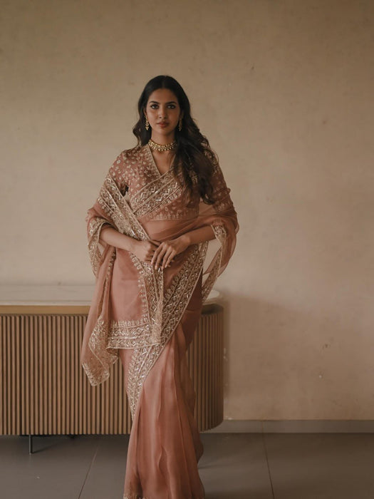 Designer Tibby Silk Stunning Saree With Intricate Thred With Sequnce Work