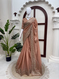 Designer Tibby Silk Stunning Saree With Intricate Thred With Sequnce Work