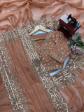 Designer Tibby Silk Stunning Saree With Intricate Thred With Sequnce Work