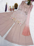 Heavy Roman Glass Silk Material With Multi Embroidery And Bids Moti Work Salwar Kameez
