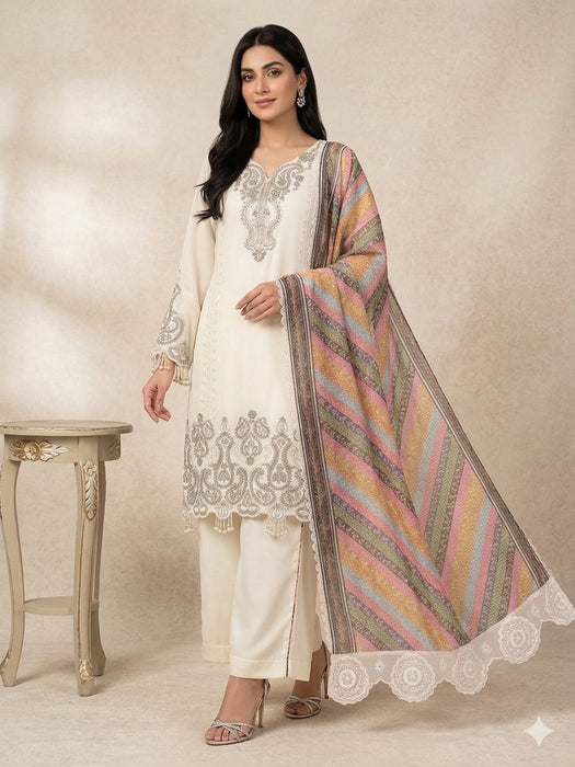 DESIGNER STAR GEORGETTE BEAUTIFUL SEQUENCE EMBROIDERED WORK TOP  PLAZZO WITH DUPATTA
