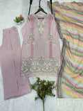 DESIGNER STAR GEORGETTE BEAUTIFUL SEQUENCE EMBROIDERED WORK TOP  PLAZZO WITH DUPATTA