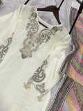 DESIGNER STAR GEORGETTE BEAUTIFUL SEQUENCE EMBROIDERED WORK TOP  PLAZZO WITH DUPATTA