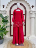 Latest Designer Fendy Silk Top Plazzo And Dupatta Set