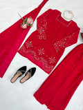Latest Designer Fendy Silk Top Plazzo And Dupatta Set
