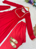 Designer Pure Fox Georgette Party Wear Gown Bottom And Dupatta Set