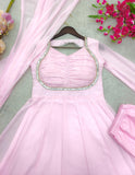Designer Pure Fox Georgette Party Wear Gown Bottom And Dupatta Set