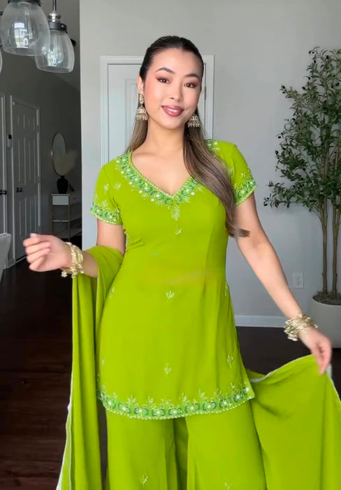 Fully Stitched & Ready to Wear Fox Georgette with Embroidery Sequence Work Salwar Kameez