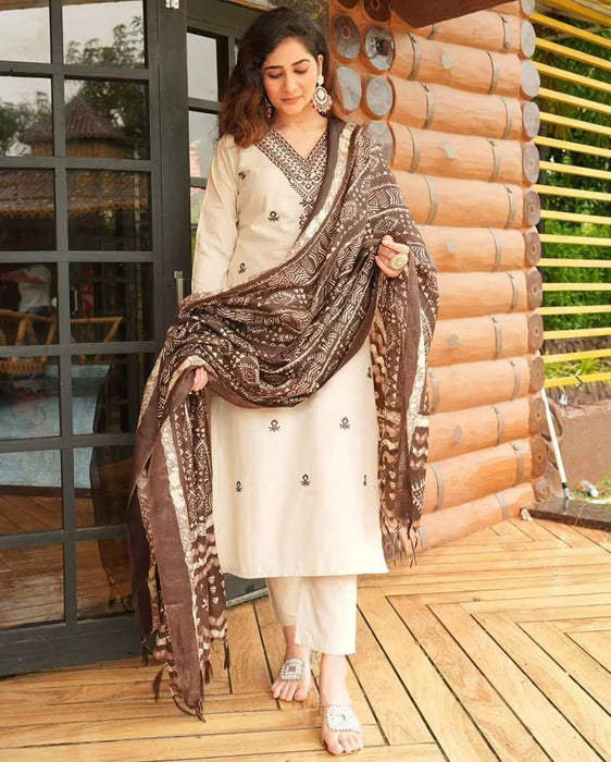 Beautiful Embroidery work Suit Sets in Pure Lilan Suit Set Top pent