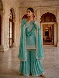 New Party Were Beautiful Fancy Heavy Embroidery And Sequins Work Top - Sharara With Dupatta