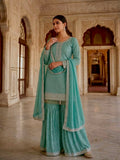 New Party Were Beautiful Fancy Heavy Embroidery And Sequins Work Top - Sharara With Dupatta