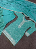 New Party Were Beautiful Fancy Heavy Embroidery And Sequins Work Top - Sharara With Dupatta