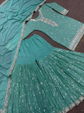New Party Were Beautiful Fancy Heavy Embroidery And Sequins Work Top - Sharara With Dupatta