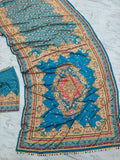 Premium Chinon Silk With Beautiful Print And With Gold Zari Work Saree