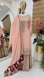 Beautiful Designer Faux Georgette Salwar Kameez With Embroidery Work