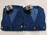 High quality denim fabric with belt 3/4 sleeve length Four side pockets Dress