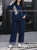 Embroidery Cordset BIGGER sizes Fabric Denim