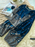 Designer Party Wear Pure Fendi Silk Top  Farshi Palazzo With Dupatta Set