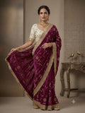 Pure Fandy satin material with c pallu birts embroidery work with ready made lace border Saree