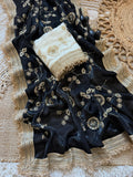 Pure Fandy satin material with c pallu birts embroidery work with ready made lace border Saree