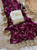 Pure Fandy satin material with c pallu birts embroidery work with ready made lace border Saree